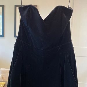 Express Velvet Strapless Jumpsuit. Perfect for the holidays.